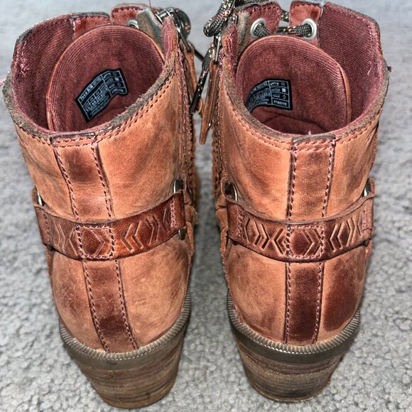 TEVA FOXY LACE UP ZIP ANKLE BOOTS - BROWN WATERPROOF LEATHER - WOMEN'S 6.5 - Picture 4 of 11